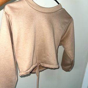 Tan long sleeve crop top